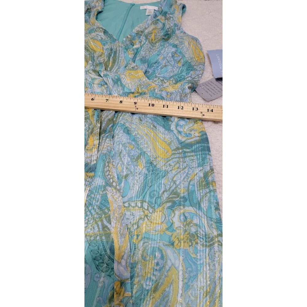 London‎ Times Maxi Womens Dress V Neck Paisley Sleeveless Multicolored Size 4 - Picture 9 of 13